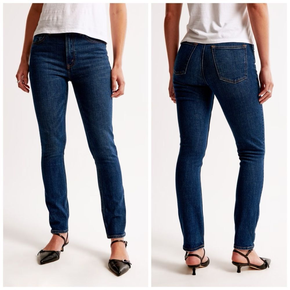 NWT Abercrombie and Fitch The Skinny High Rise Jeans Dark Wash Size 28/6 R